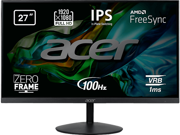 Monitor - Acer SA272Ebi, 27" Full HD IPS, 1 ms, 100 Hz, 1 x HDMI(1.4) + 1 x VGA, Negro