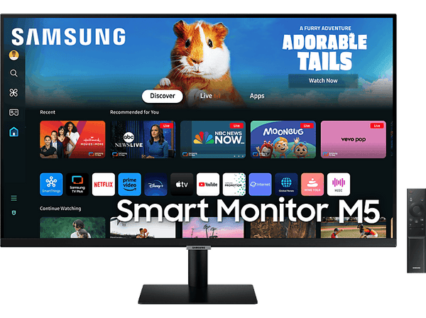 Monitor - Samsung Smart M5  LS27DM500EUXEN, 27", Full-HD, 4 ms, 60 Hz, WiFi, Bluetooth, Negro