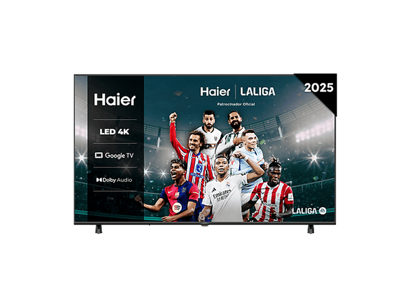 TV LED 43" - Haier H43K85FUX K85F Series, Smart TV (Google TV), HDR 4K, Direct LED, Dolby Audio, Sin marcos, Negro