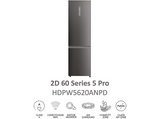Frigorífico combi - Haier 2D 60 Series 5 Pro HDPW5620ANPD, No Frost, 205 cm, 409 l, Motor Inverter, Wi-fi, Dark Inox