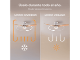 Ventilador de techo - Cecotec EnergySilence Aero 5600 Classic, 40 W, Motor DC, 52 pulgadas, Modo Verano/Invierno, Mando a distancia, Multicolor