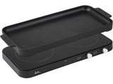 Cocina eléctrica - Jata JEVI1470, 2800W, Portátil, 2 placas inducción, Zona grande 16 cm, Superfície 4mm, Negro