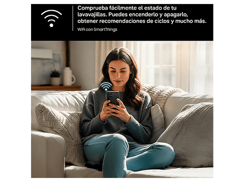 Lavavajillas - Samsung DW70H73YCFRU1, 14 servicios, 8 programas, 59.8 cm, Tercera bandeja, Wifi, Inoxidable