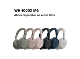 Auriculares inalámbricos - Sony WH-1000XM6, Cancelación ruido, 30h Autonomía, Hi-Res, Carga Rápida, Cómodo, Plegable, iOS/Android, Verde oliva