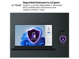 Portátil - LG Gram Pro 16Z90U-K.AUB8BN Copilot+ PC, 16 WQXGA+, Intel® Core™ Ultra X7 358H 50 TOPS, 32GB RAM, 1 TB SSD, Windows 11 Home, Sin cargador