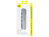 Hub - Baseus UltraJoy Series 6 en 1, Conexión Tipo C, Transferencia ultrarrápida 40 Gbps, Universal, Gris espacial