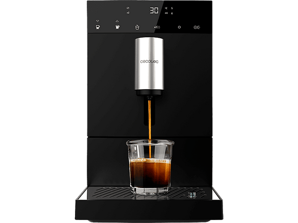 Cafetera superautomática - Cecotec Cumbia Cremmaet Compact, 19 bar, 1350 W, Thermoblock, Plug&Play, 5 niveles, Altura regulable, Autolimpieza, Negro