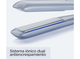 Plancha de pelo - BaByliss Hydro-Fusion, Sistema iónico dual, antiencrespamiento, 5 temperaturas, Placas de cerámica 25mm, ST573E, Azul