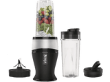 Batidora de vaso - Ninja QB3001EUS, 700 W, 0.47 l, 18000 rpm, 2 Vasos incluidos, Negro y Plata