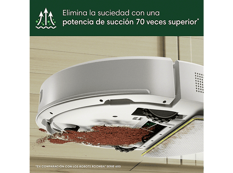 Robot friegasuelos - iRobot Roomba® 105 Combo Y311240, 12.8V, 200 ml, Autonomía 2h, Blanco