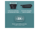 Afeitadora corporal - Philips BG5475/15, 3 Peines-guía bidireccionales (2, 3 o 5 mm), Cepillo de limpieza y Accesorio plegable trasero, 100min, Negro
