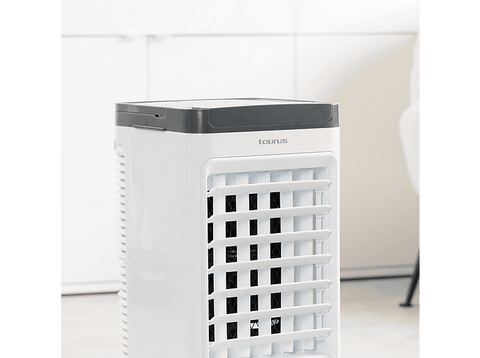 Climatizador evaporativo - Taurus Snowfield 5, 60 W, Enfría, Ventila y humidifica, Depósito de 5 L, 3 velocidades, oscilación, mando, Blanco