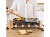 Raclette - Cecotec Cheese&Grill 8400 Wood MixGrill, 1200 W, 8 Sartenes, Antiadherente, Negro