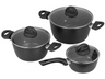 Batería de cocina - Jata Hogar BC3, 2 cazuelas y 1 cazo con tapas, Antiadherente