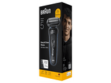 Afeitadora - Braun Series 5 52-B1000S, 3 láminas de corte SkinFlex, Modo turbo, 50 min autonomía, Afeitado en seco y en mojado, Azul