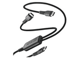 Cable USB - CellularLine Twin Charge Cable USB C, Carga simultánea, 140 W, Universal, Negro