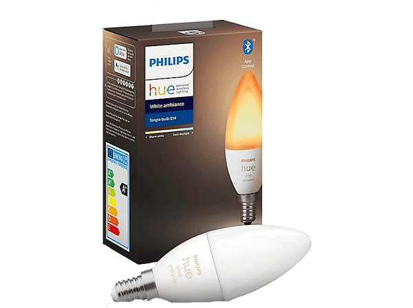 Bombilla inteligente - Philips Hue White Ambiance, E14, Domótica, Luz Blanca Cálida y Fría