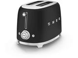 Tostadora - Smeg TSF01BLMEU, 950 W, 2 rebanadas, 2 ranuras, 50's Style, Acabado mate, Negro