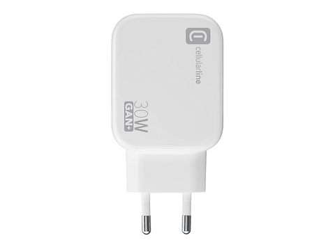 Cargador móvil - CellularLine ROLL, Retráctil, 30 W, Tipo C, Universal, Blanco