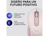 Ratón inalámbrico - Logitech Signature M650, Para manos grandes, Bluetooth, Accesos directos, Personalizable, Bluetooth, USB, Rosa