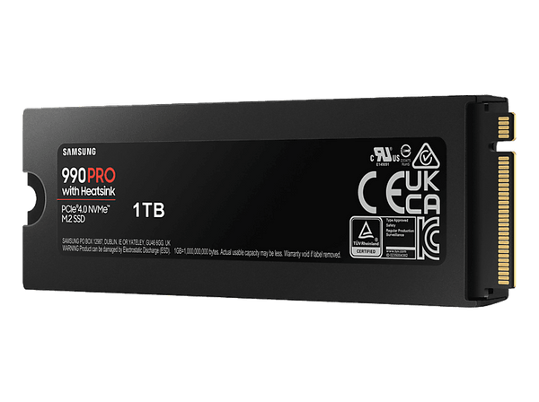 Disco duro SSD interno 1 TB - Samsung 990 PRO M.2, MZ-V9P1T0GW, PCI Express 4.0, 7450 MB/s, 6900 MB/s, Negro