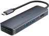Hub USB/Concentrador - Hyper HD4002GL, 6 puertos, USB-A, USB-C, HDMI 4K, SD, Gris