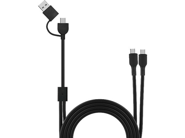 Cable USB a USB-C - Muvit for Change MCUSC0046, USB-A +Tipo C a doble Tipo C, 3A, Universal, Negro