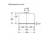 Campana grupo filtrante - Bosch DLN56AC50, 4 potencias, 645 m³/h, 52 cm, Acero inoxidable