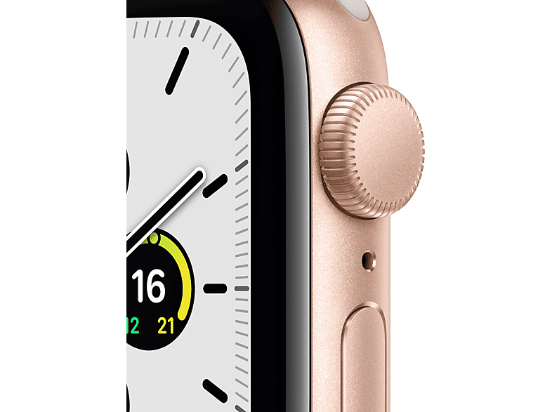 Apple Watch SE, GPS , 40 mm, Caja de aluminio en oro, Correa deportiva en color blanco estrella