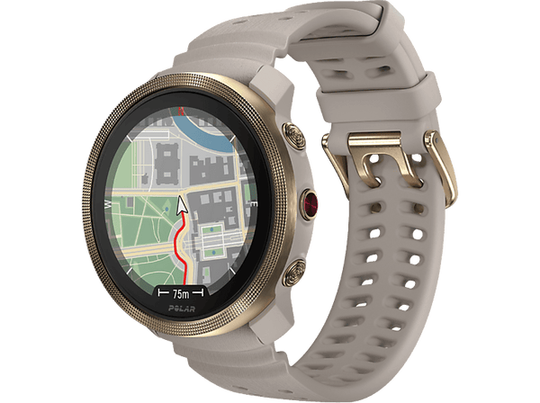 Reloj deportivo - Polar Vantage M3, 130 – 190 mm, 1.28", Autonomía de 7 días, Greige/Gold