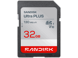 Tarjeta SD - SANDISK Ultra Plus, 32 GB, UHS-I, Vídeo Full HD, V10, U1, C10, Resistente al Agua, Plata