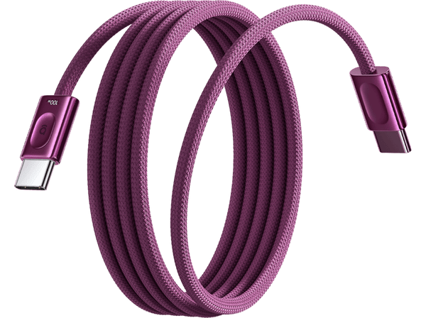 Cable USB - Baseus FrostCore, Tipo-C a Tipo-C, 120 cm, 100W, Carga inteligente ultrarrápida, Trenzado de nylon, Refrigeración Dual, Dark Cherry