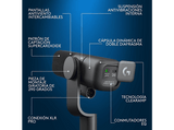 Micrófono - Logitech G Yeti Studio, de difusión XLR dinámico activo con Clearamp, Doble diafragma, Supercardioide, Suspensión antivibraciones, Negro