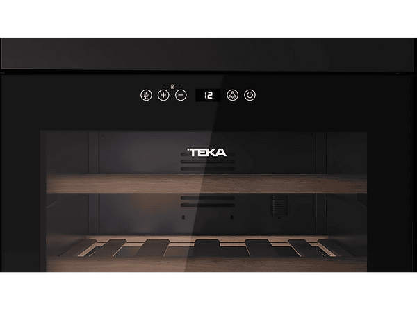 Vinoteca - Teka RVF 10032 GBK, Cíclico, 32 Botellas, LED, Puerta Reversible, Doble Cristal TintadoNegro