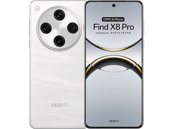 Móvil - OPPO Find X8 Pro, Pearl White, 512 GB, 16 GB RAM, 6.78" 1.5K AMOLED ProXDR 120Hz, Mediatek Dimensity 9400, 5910 mAh
