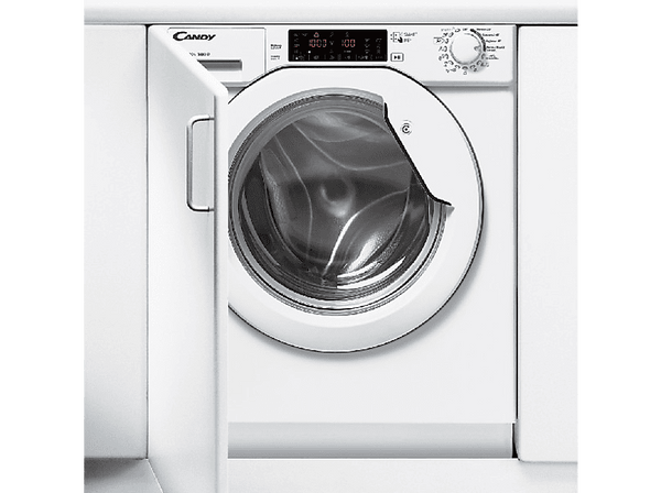 Lavadora integrable - Candy CBWMS 914TWH, 9kg, 1400rpm, Inverter, WIFI, Inicio diferido, Blanco
