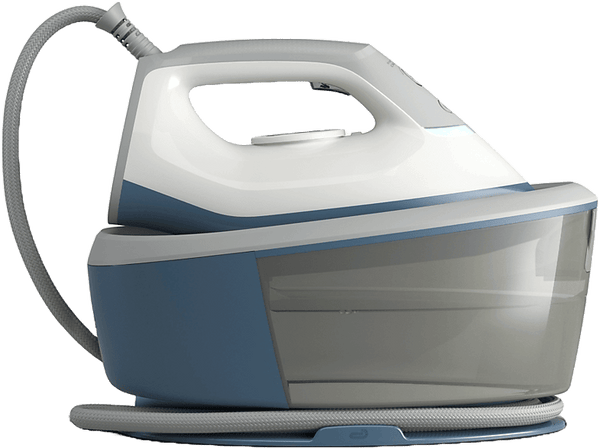 Centro de planchado - Philips PSG2000/20, 2400 W, Depósito de 1,4 L, 6 bares, Suela de cerámica, Vapor continuo a 110 g/min, Azul y Blanco