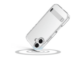 Funda móvil - CellularLine CLEAR STAND, Para iPhone 17, Esquinas reforzadas, Anti-amarilleo, Con soporte integrado, Antibacteriana, Transparente