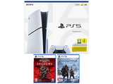 Consola - Sony PS5 Slim Standard, 1 TB SSD, 1 mando, Chasis E, Blanco + Assassin's Creed: Shadows + God Of War: Ragnarok