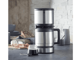 Cafetera de goteo - WMF Stelio Aroma, 1000 W, 1 L, 8 Tazas, Recipiente térmico, Apagado automático, Indicador nivel agua, Cromargan  Acero Inoxidable