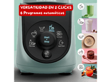 Batidora de vaso - Moulinex Blend Up Essential LM1E04, 800 W, 6 Programas, Botella hermética, 700 ml, Cuchillas Powelix, Compacta, Eucalipto