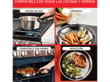 Set de sartenes - Tefal L8813S Ingenio, 2 unidades, 22/26 cm, Mango extraíble, Revestimiento titanio antiadherente, Indicador de calor, Acero Inox