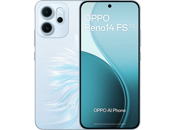 Móvil - OPPO Reno14FS, Opal Blue, 512GB, 12GB RAM, 6.57" 2.5D AMOLED, Snapdragon® 6 Gen 1 (4nm), 6000mAh