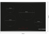 Placa inducción - Bosch  PIE875HC1E, 4 zonas, 28 cm, Home Connect, Función Sprint, 80 cm, Negro
