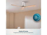 Ventilador de techo - Cecotec EnergySilence 5400 Classic, Motor DC 40 W, Mando, 6 velocidades, Temporizador 8h, 3 aspas, Blanco y madera clara