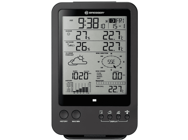 Estación meteorológica - Bresser Weather Center 5 en 1 7002510, Mide la temperatura y la humedad, Negro