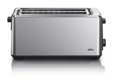 Tostadora - Braun HT5220, 1470 W, 2 ranuras, 4 rebanadas, 8 niveles de tostado, Acero inoxidable / Negro