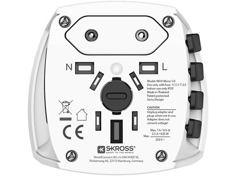 Adaptador enchufe - Hama Muv Micro, Para múltiples destinos, Blanco