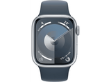 Apple Watch Series 9 (2023), GPS+CELL, 41 mm, Gesto de doble toque, Caja de aluminio plata, Correa deportiva azul tempestad, Talla S/M