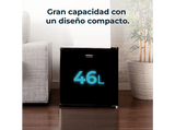 Frigorífico una puerta - Cecotec GrandCooler 20000 SilentCompress Black E, Funcionamiento cíclico, Capacidad de 46L, Puerta reversible, Clase E, Black